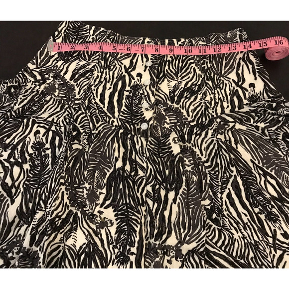 Free People Dark Brown Zebra Jungle Print Asymmetrical Hem Midi Skirt - Size 8 - Picture 7 of 10